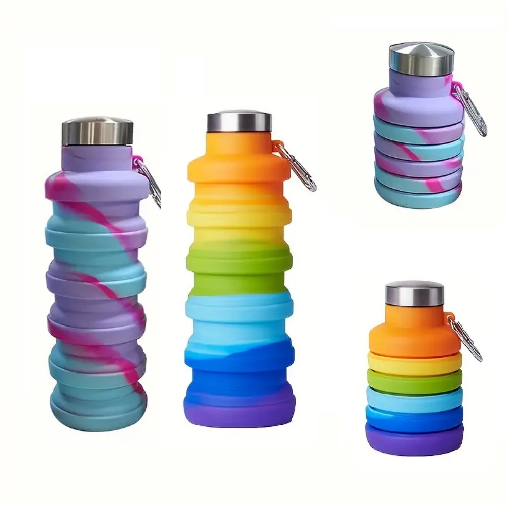 Collapsible Water Bottle - 500ml Foldable Silicone Water Bottle Leakproof