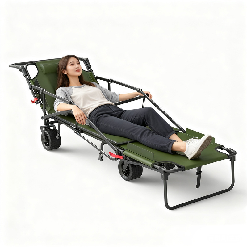 Outdoor Camping Trolley - Foldable Camping Wagon with Tank Wheels
