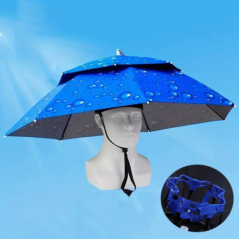 Outdoor Camping Hat - Double Layer Adjustable Fishing Umbrella Hat