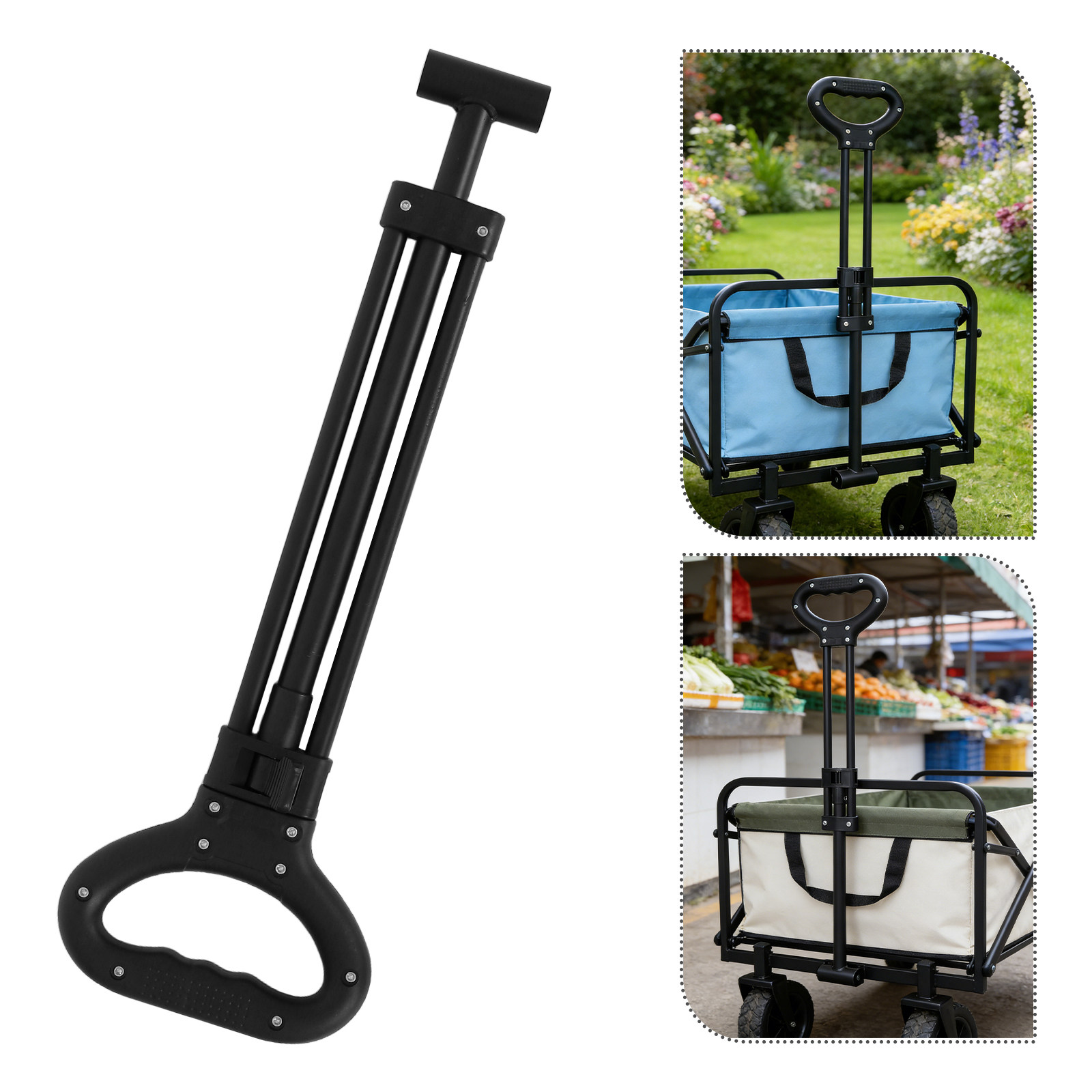 Outdoor Camping Trolley - 1Set Folding Wagon Push Handle Telescoping
