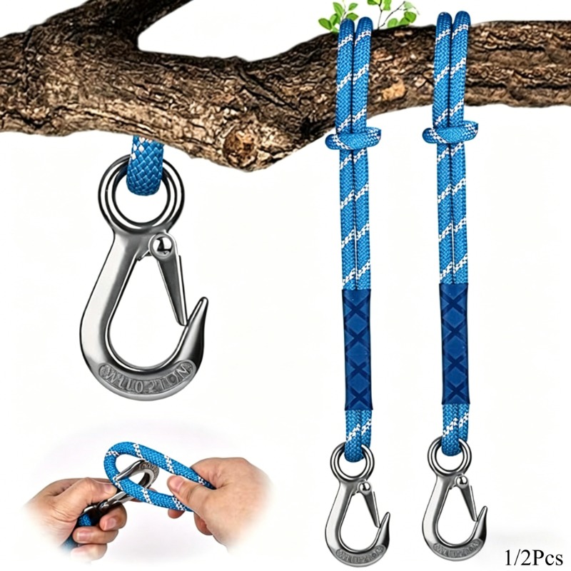 Outdoor Camping Hammock Chair - 1/2Pcs Wear Resistant Metal Hook Nylon