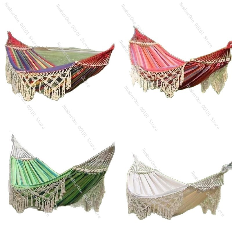 Outdoor Camping Hammock Chair - Canvas Double Hammock with Tassel Outdoor