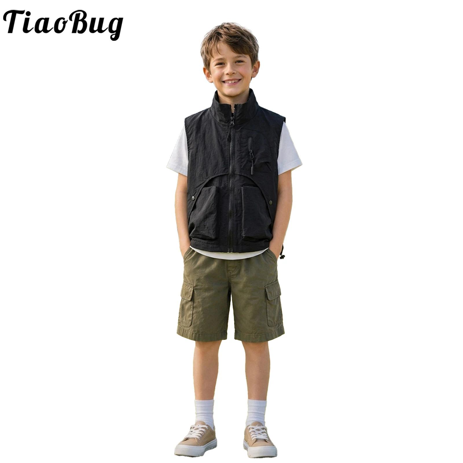 Outdoor Camping Activities For Kids - Kids Boys Fashion Zipper Cargo Vest