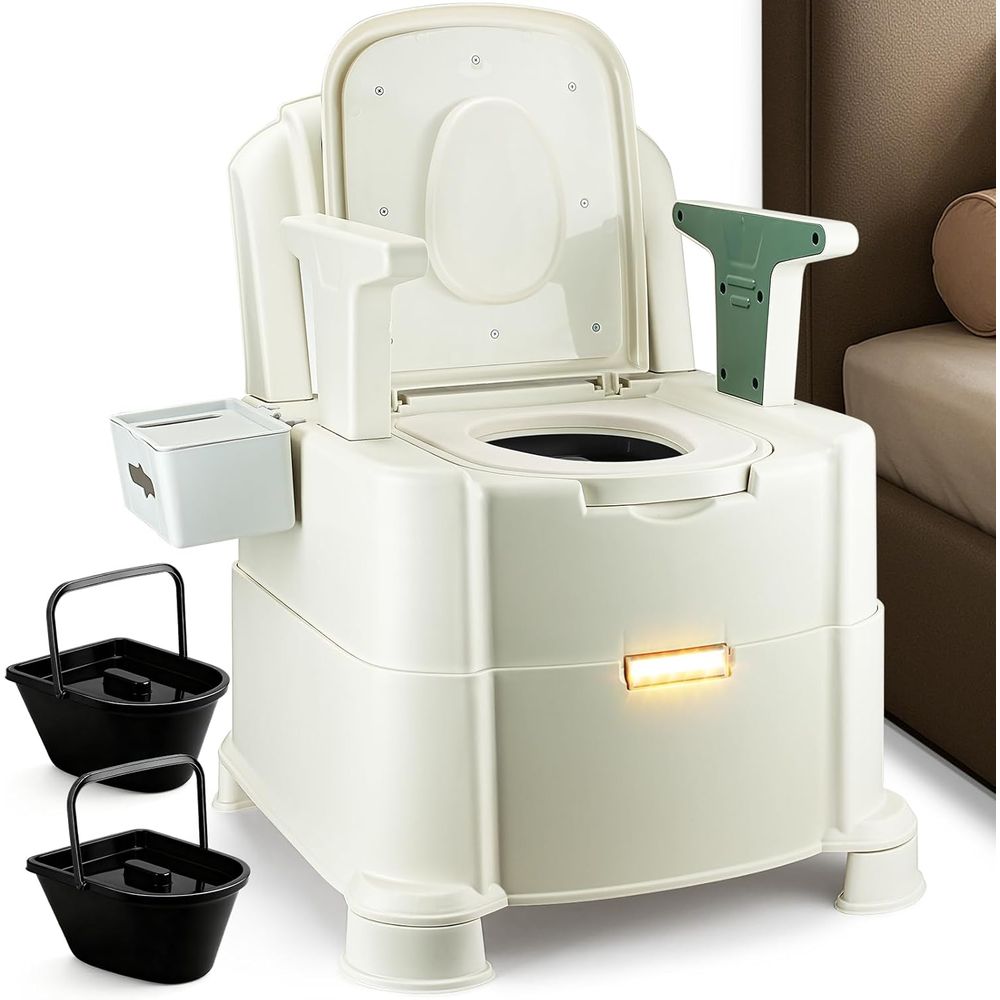 Portable Camp Toilet - Bedside Commode, 500lbs Heavy Duty &
