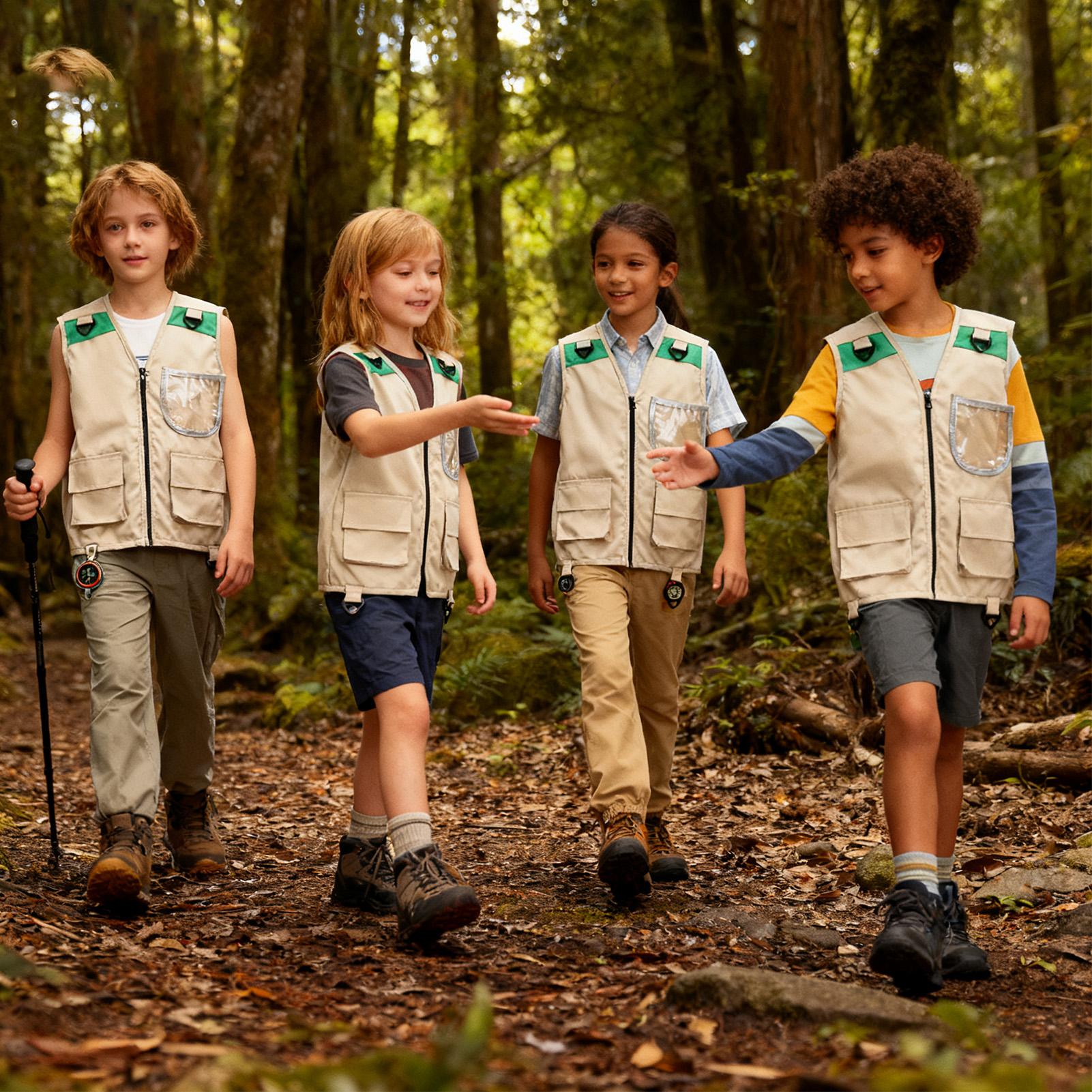 Outdoor Camping Activities For Kids - Kids Cargo Vest Sleeveless Costume Jacket