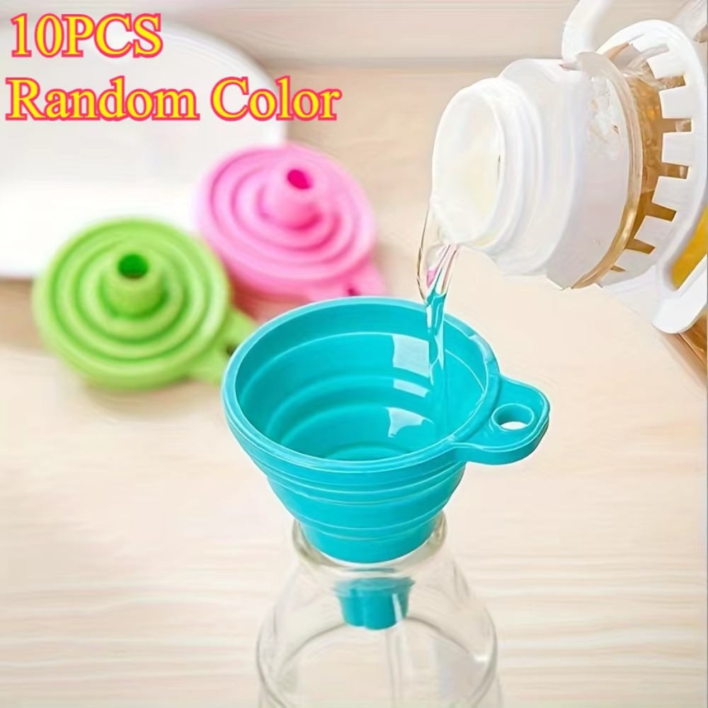 Collapsible Water Bottle - 10pcs Foldable Silicone Kitchen Funnel Set
