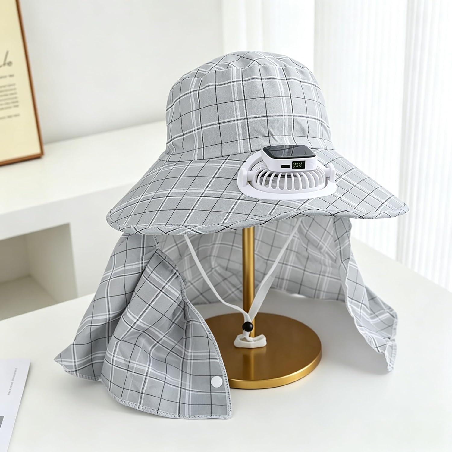 1PC Solar Power Neck Guard Fan - огляд і ціна Outdoor Camping Hat
