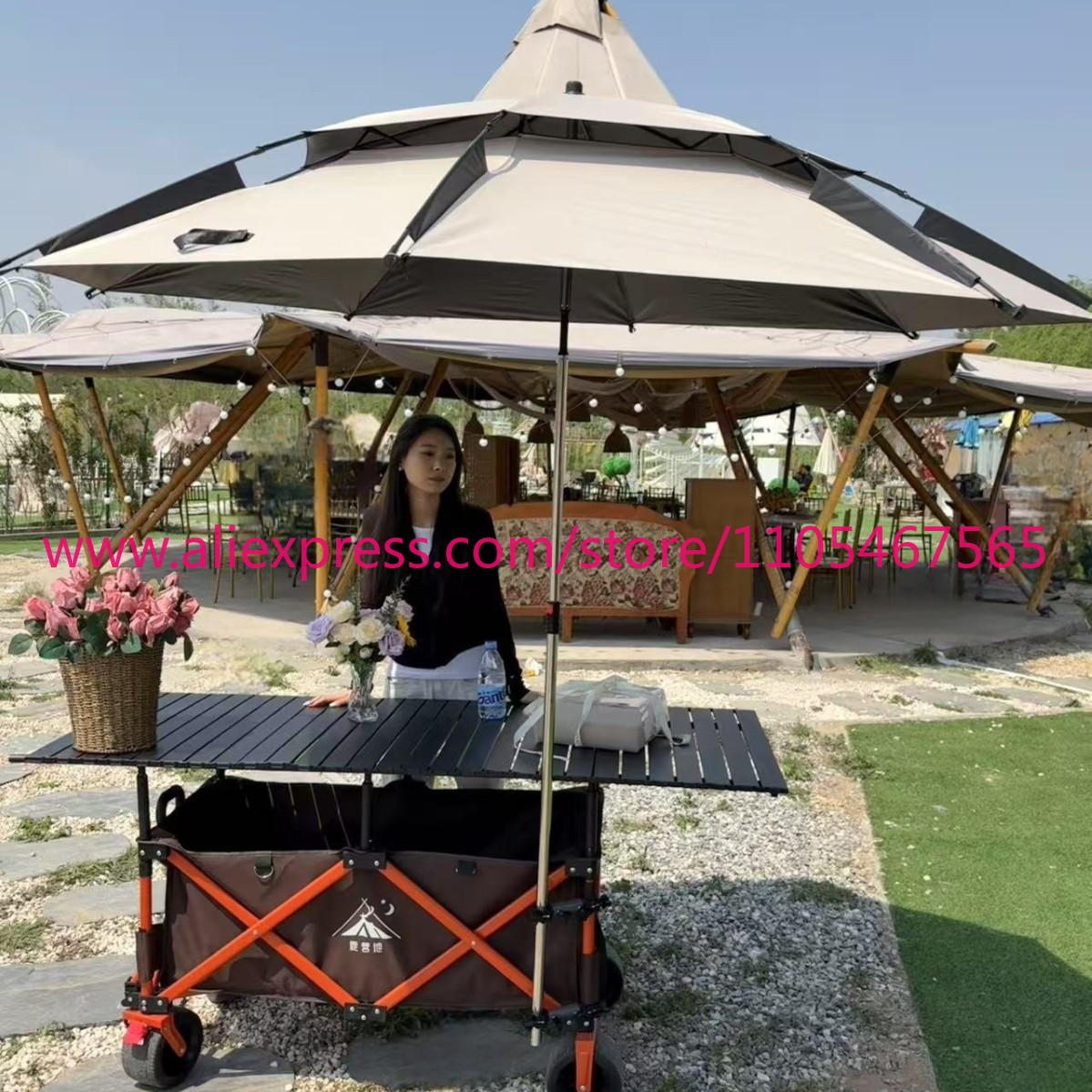 1PCS camper stall large foldab - огляд і ціна Outdoor Camping Trolley