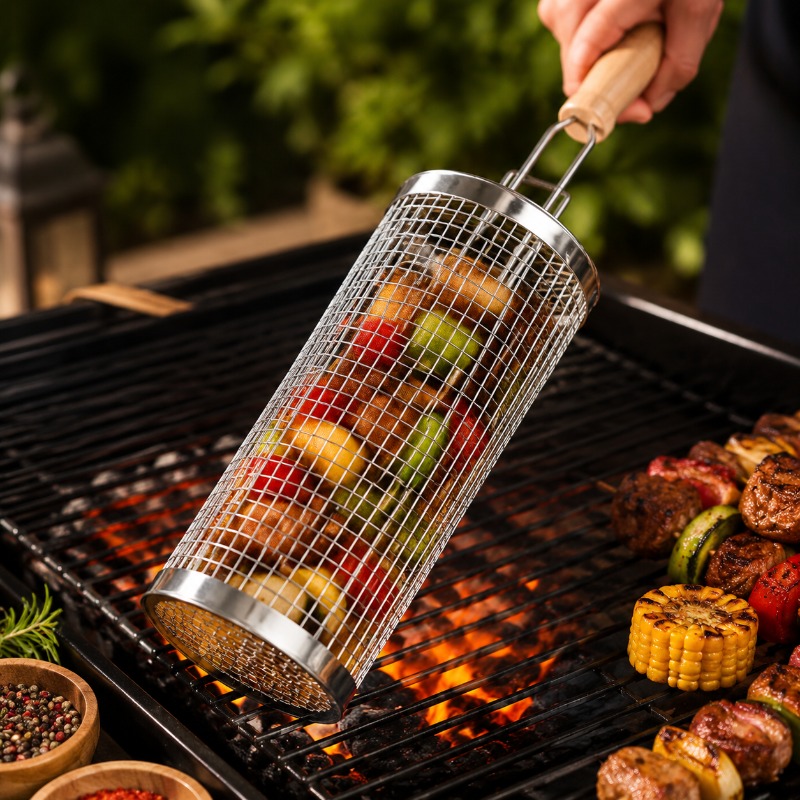 Round Barbecue Grill Basket Se - огляд і ціна Outdoor Camping Essentials