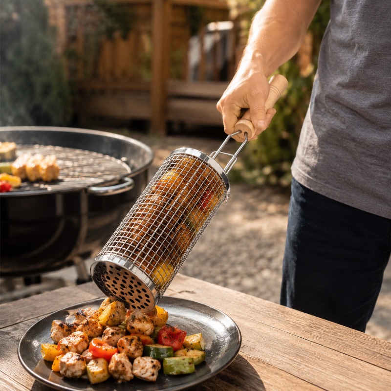 Round Barbecue Grill Basket Se - огляд і ціна Outdoor Camping Essentials