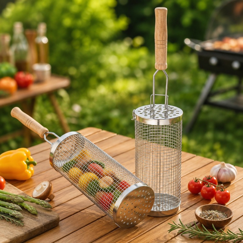 Round Barbecue Grill Basket Se - огляд і ціна Outdoor Camping Essentials