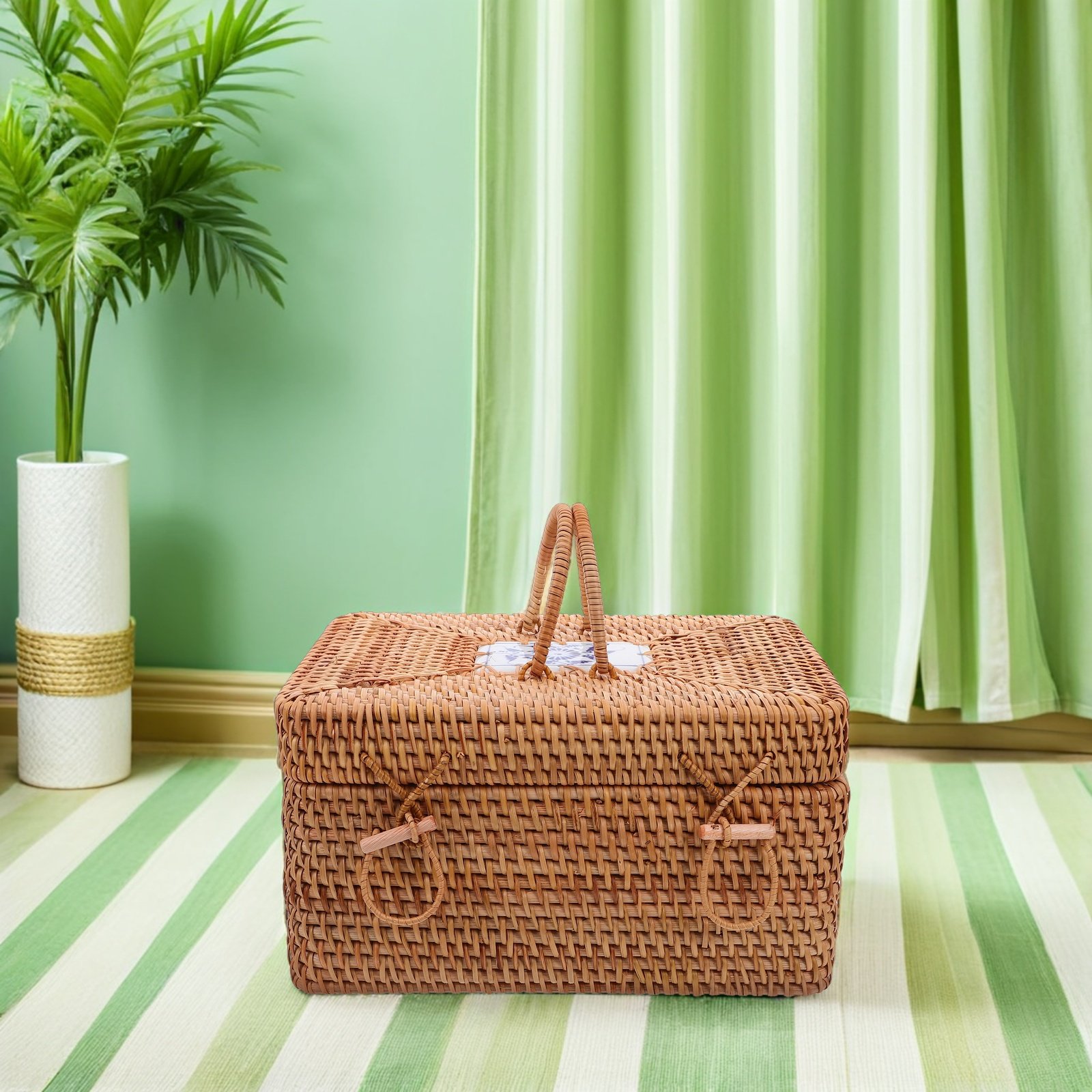 Handwoven Rattan Picnic Basket - огляд і ціна Outdoor Camping Box
