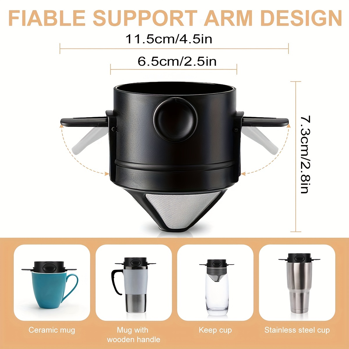 Coffee Filter Cup Portable Reu - огляд і ціна Collapsible Water Bottle